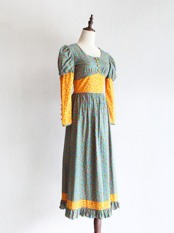 Willow ~ Amazing Bohemian Dark Floral Cotton 70s Prairie Dress