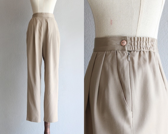 warm taupe wool pants / 27" 28" 29"
