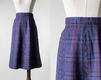 violet tartan wool skirt / 25"
