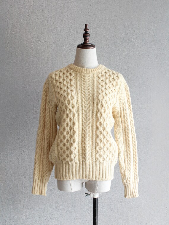 cream fisherman sweater / m