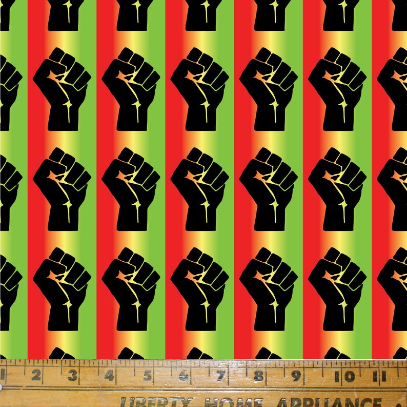 BLM Fist Fabric Print in Rasta colors Printed in the USA by Think Turner *NEW!* Textile Print Cotton Fabric Rebel Black Lives Matter