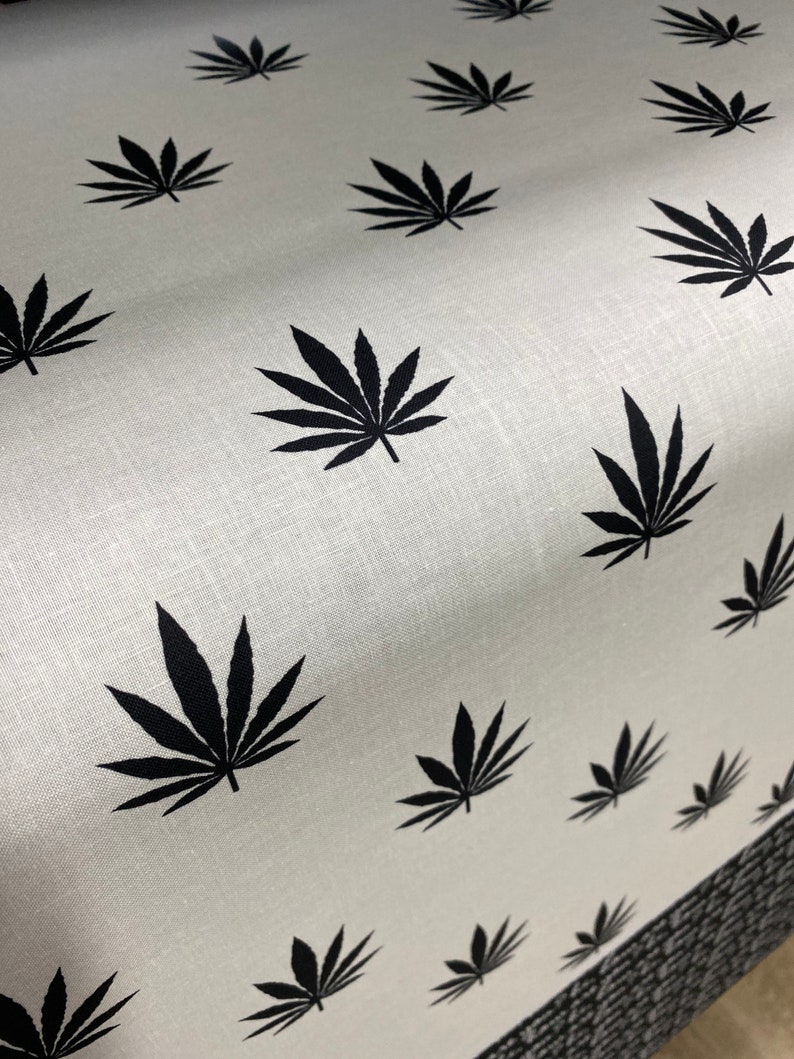 Cannabis Fabric in White/black. Textile Print / Cotton Fabric Etsy