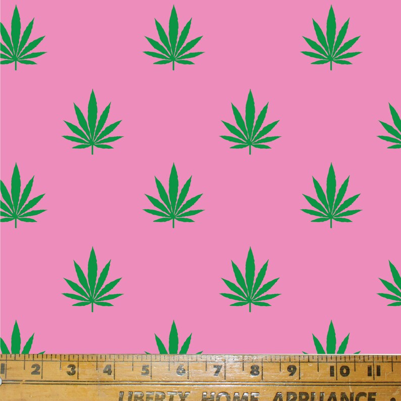 Cannabis Fabric in Pink. Textile Print / Cotton Fabric / Weed Etsy