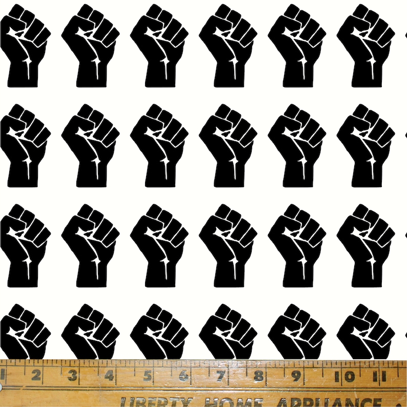 Printed in the USA by Think Turner *NEW!* Textile Print Cotton Fabric Rebel Black Lives Matter BLM Fist Fabric Print in White
