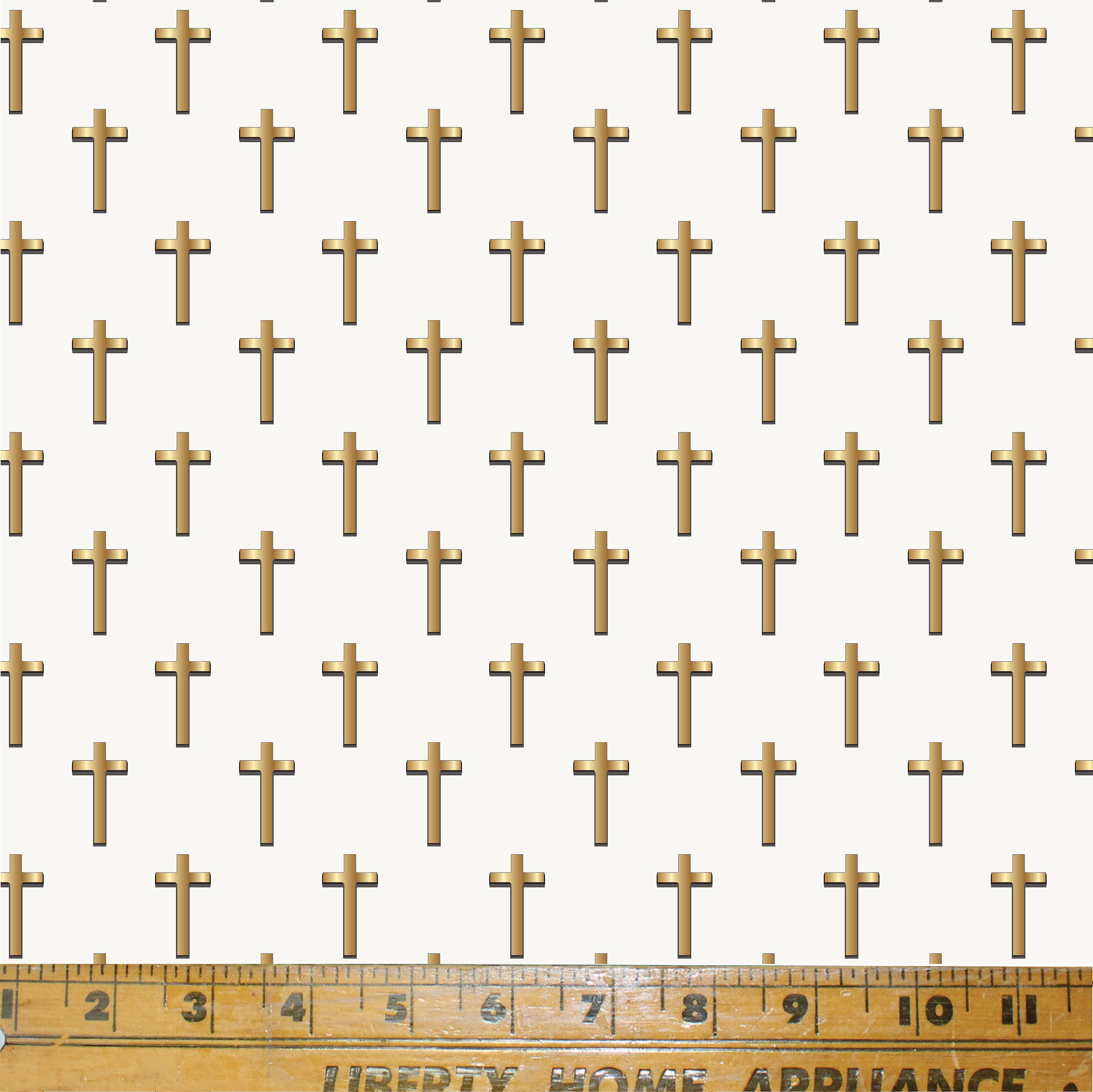Cross 1 Fabric Print in White Gold. Textile Print / Cotton Etsy