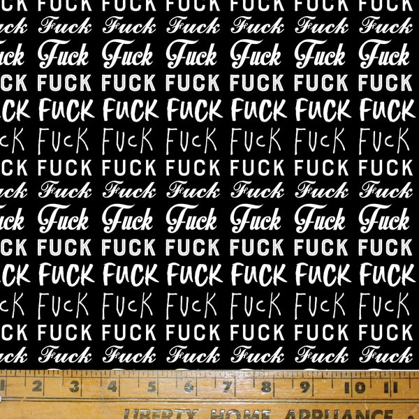 FUCK 2 Fabric Print in Black.  Textile Print / Cotton Fabric / Punk / Profanity fabric / Anti-Virus Fabric.  Printed in USA by Think Turner.