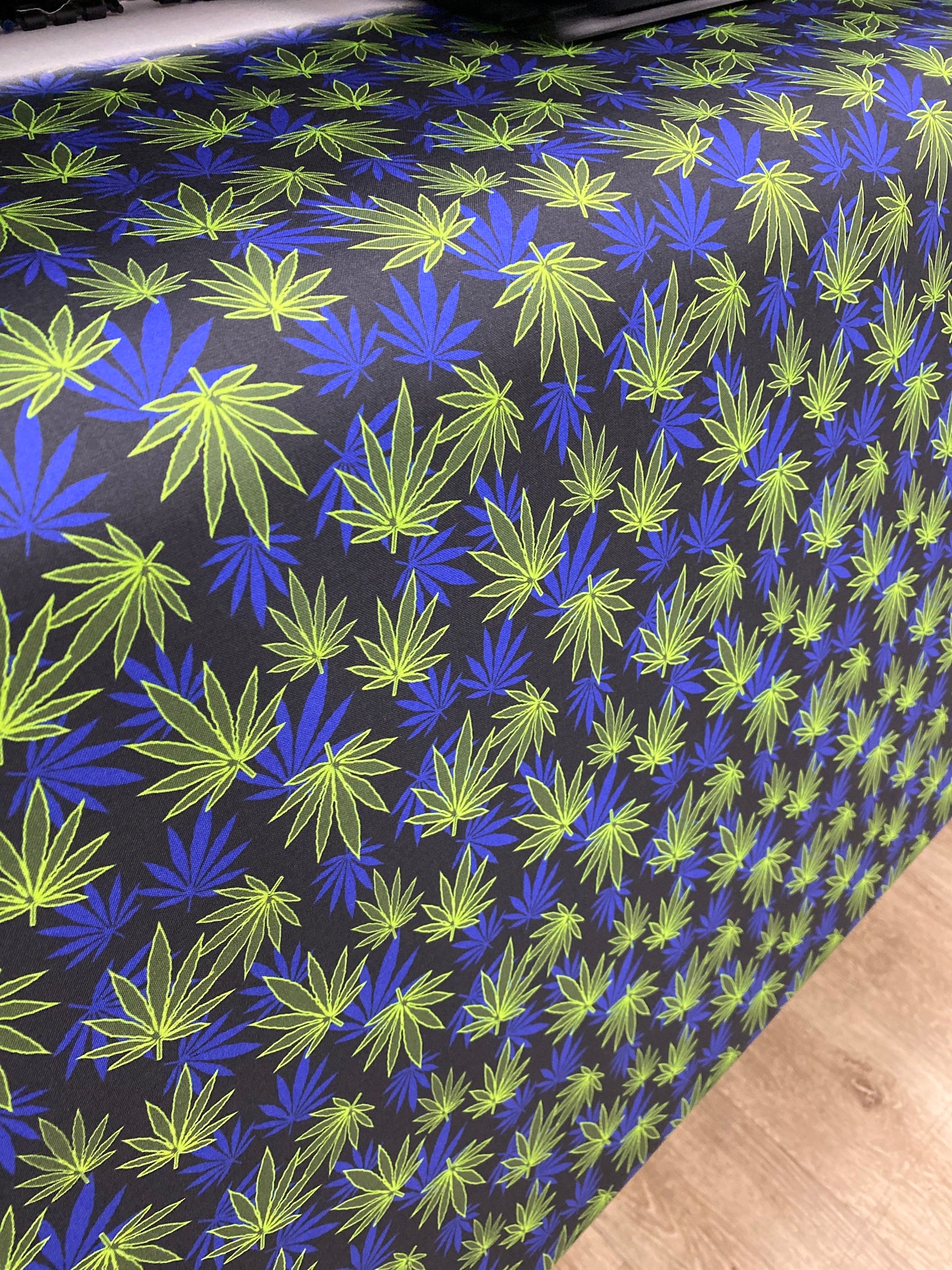 Cannabis 3 Fabric Print in Black 2. Textile Print / Cotton | Etsy