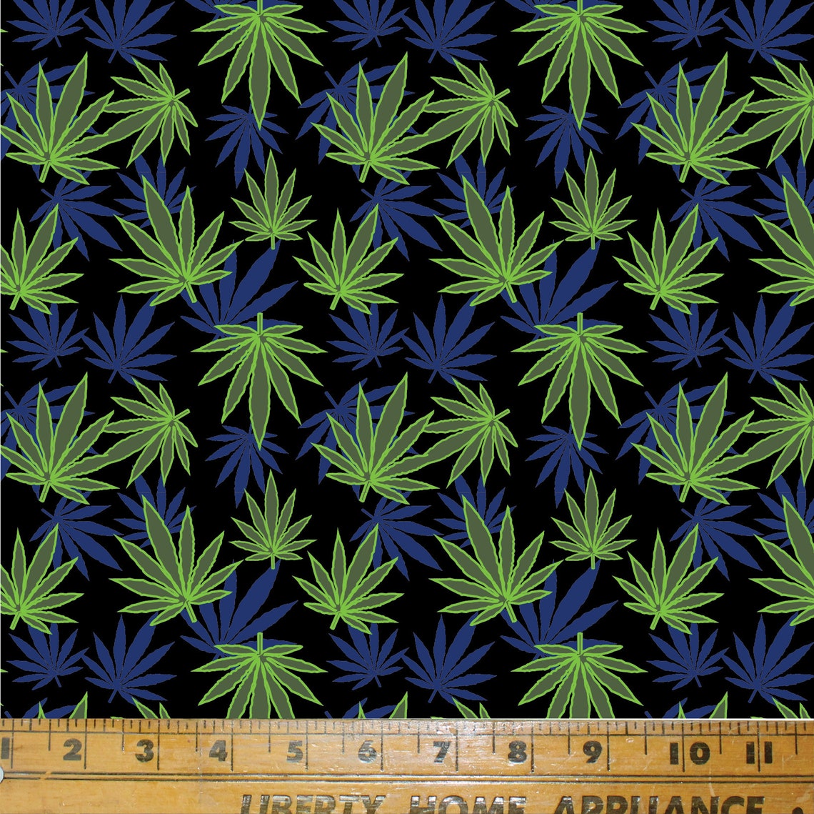 Cannabis 3 Fabric Print in Black 2. Textile Print / Cotton | Etsy
