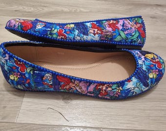 Ariel the little mermaid inspired dolly shoes lady shoes ballerina shoes CHOOSE SIZE