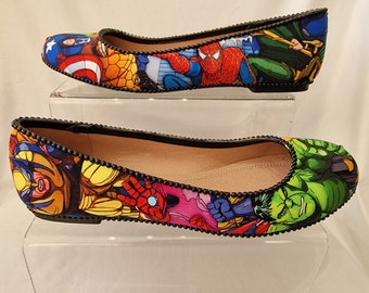 Ladies superhero inspired dolly shoes flats