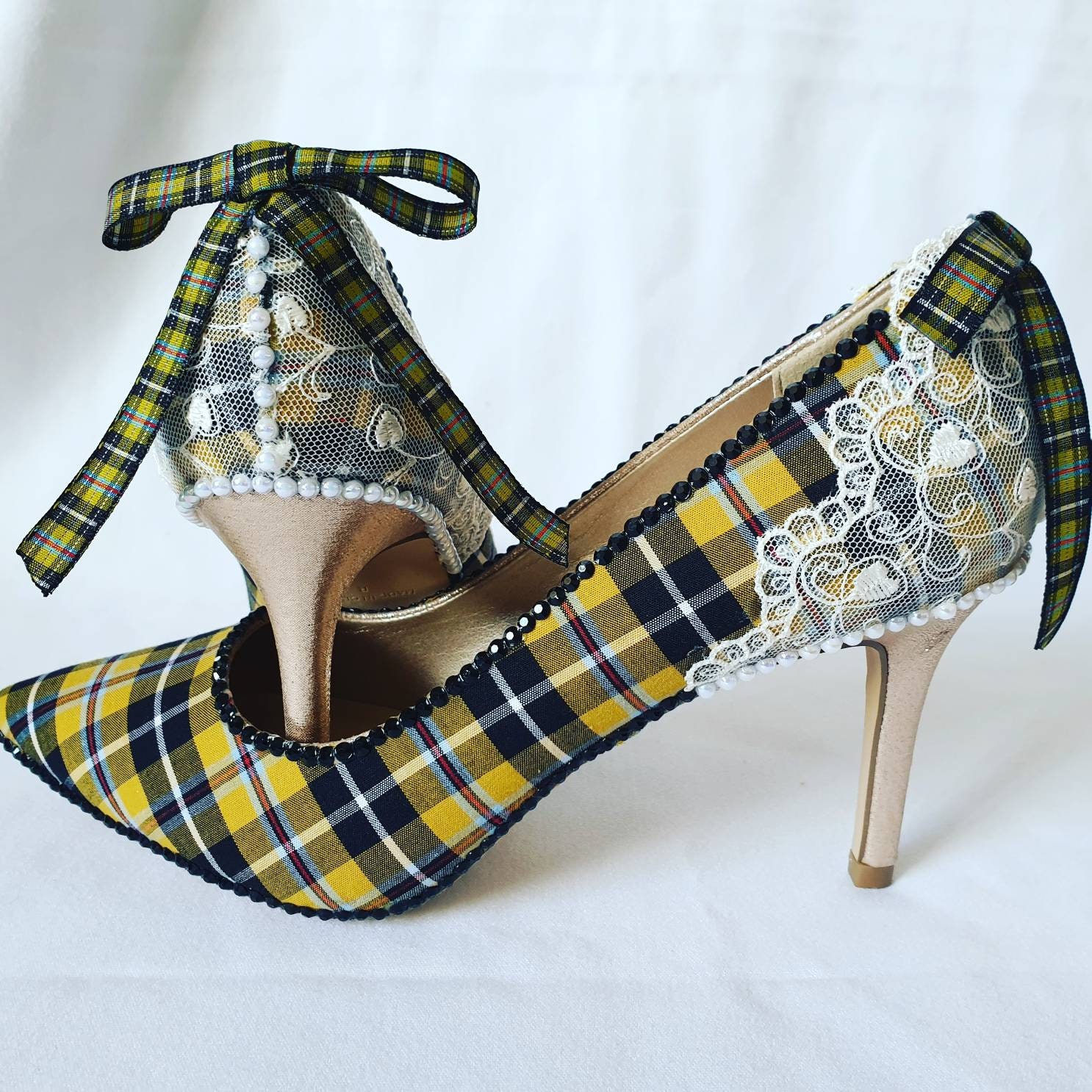Cornish Tartan Heels Wedding Heels Custom Made Etsy UK