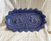 Vintage PLATTER or TRAY Made in PORTUGAL by Bordallo Pinneiro Rabbits and Cabbages