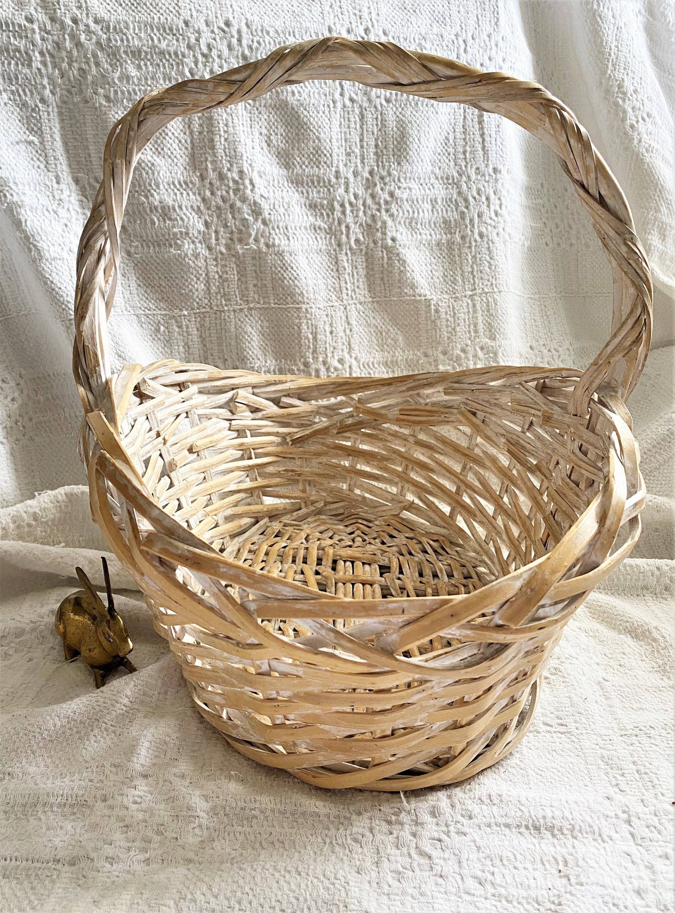 Cesta de MIMBRE de lavado blanco vintage con cesta de | Etsy