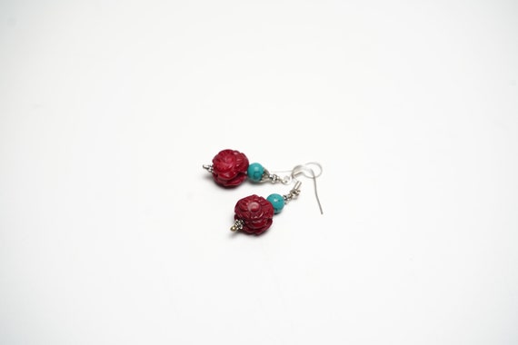 Handcrafted vintage Nepali dangle drop earrings w… - image 1