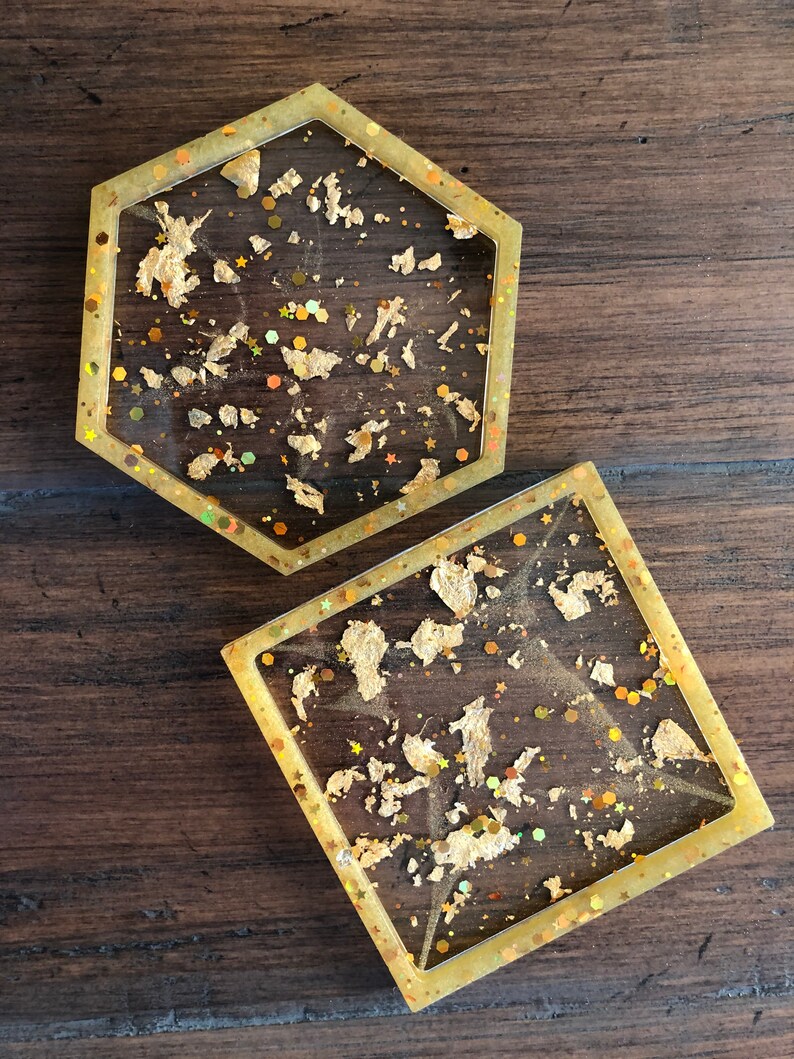 Gold Coasters with Gold Foil Etsy