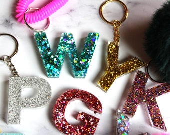 Custom Glitter Letter Keychain