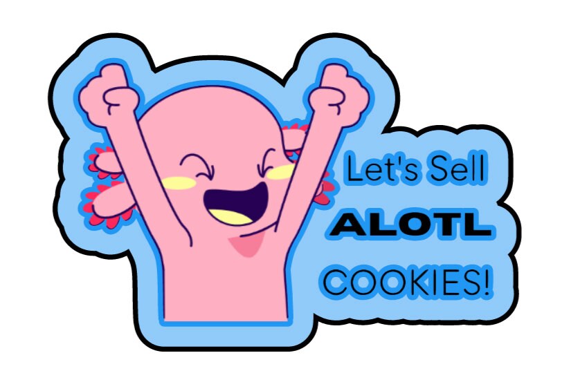 Girl Scout Cookie Axolotl 2024 Mascot Digital PNG Image File 10 Download for Stickers, Clipart