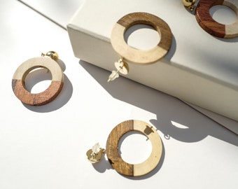 Circular Hoop | Wood Earring, Bold Earring, Statement Earring, Wooden Earring, Korean Earring