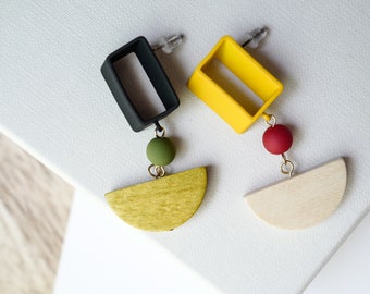 Boxy Charm | Polymer Clay, Bold Earring, Statement Earring, Clay Earring, Korean Earring