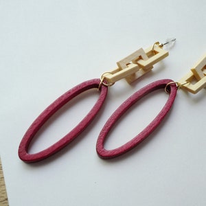 Infinite Loop Wood Earring, Bold Earring, Statement Earring, Wooden Earring, Korean Earring image 4