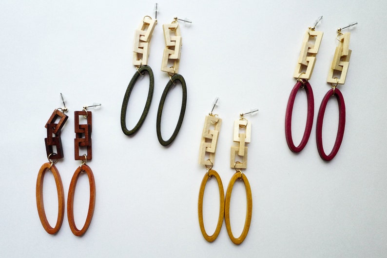 Infinite Loop Wood Earring, Bold Earring, Statement Earring, Wooden Earring, Korean Earring image 2