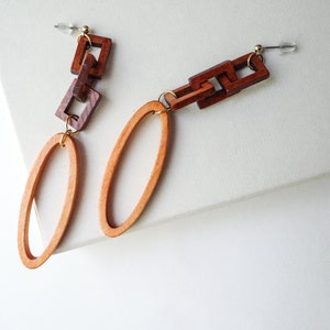 Infinite Loop Wood Earring, Bold Earring, Statement Earring, Wooden Earring, Korean Earring image 1