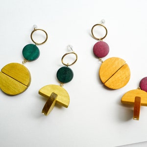 Circular Dream | Wood Earring, Bold Earring, Statement Earring, Wooden Earring, Korean Earring