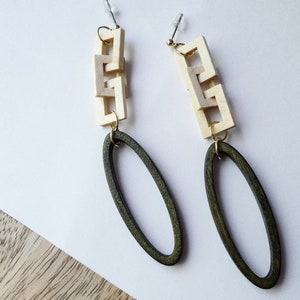 Infinite Loop Wood Earring, Bold Earring, Statement Earring, Wooden Earring, Korean Earring image 3