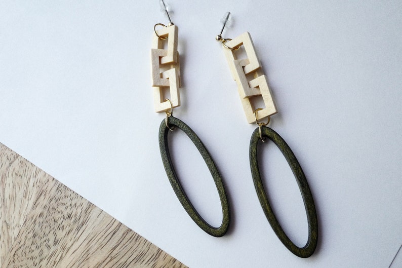 Infinite Loop Wood Earring, Bold Earring, Statement Earring, Wooden Earring, Korean Earring image 3