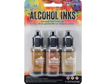 Adirondack Earthtones Alcohol Ink 5 Ounces 3 Pkg Cabin Cupboard Caramel Ginger Latte Colors