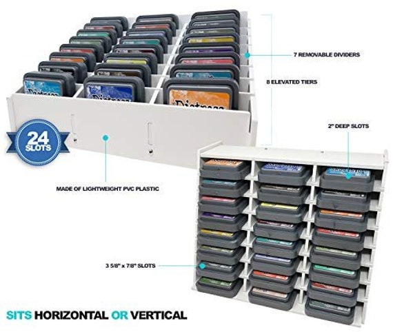 Ink Pad Storage Holder and Stamp Pad Storage for Distress Oxide Ink and  Others Sits Horizontal or Vertical Stores 24 Ink Pads Craft 