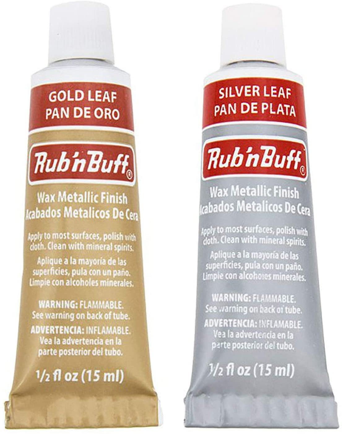 Amaco Rub N Buff Wax Metallic Finish - 3 Rub N Buff Silver Leaf 15ml Tubes - Versatile Gilding Wax for Finishing Furniture Antiquing and Restoration