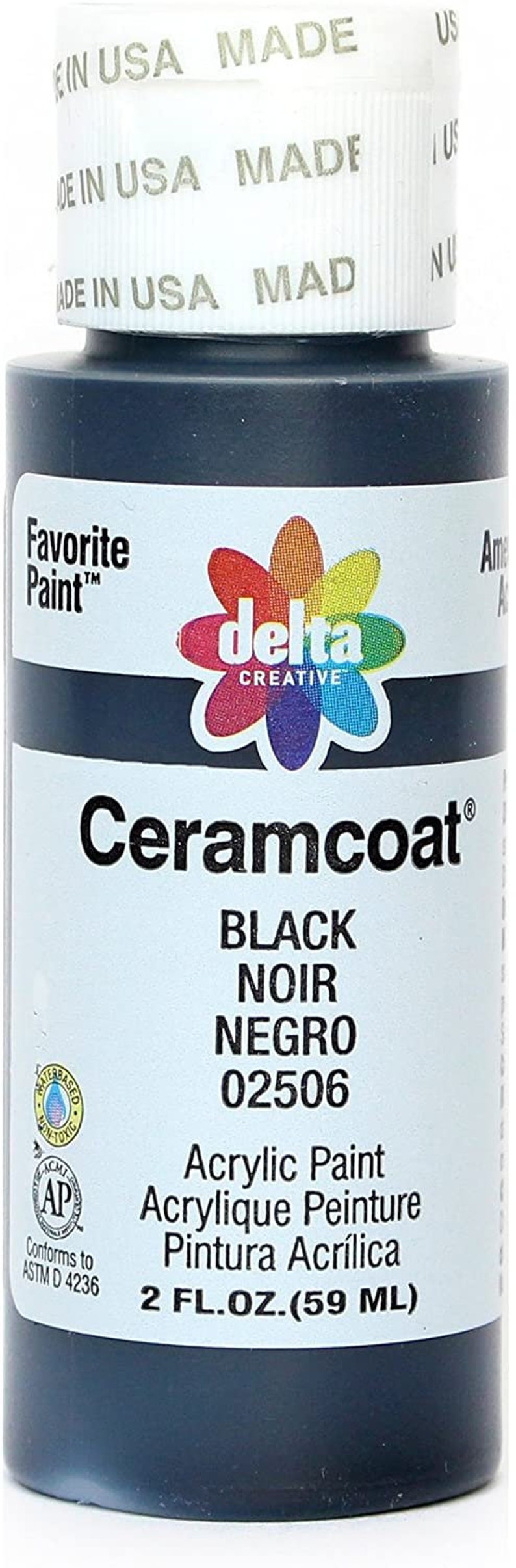 Peinture acrylique Delta Creative Ceramcoat en couleurs assorties 2 oz, 2505, blanc Black