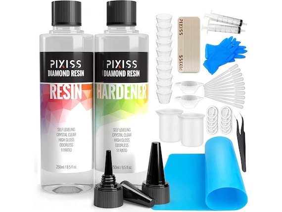 Epoxy Resin Kit Epoxy Resin Molds Silicone Kit Bundle Pixiss Easy Mix 1:1  17-ounce Kit Epoxy Resin Mixing Cups and Supplies For 