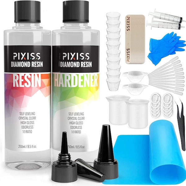 Epoxy Resin Kit Epoxy Resin Molds Silicone Kit Bundle | Pixiss Easy Mix 1:1 (17-Ounce Kit) | Epoxy Resin Mixing Cups and Supplies for...