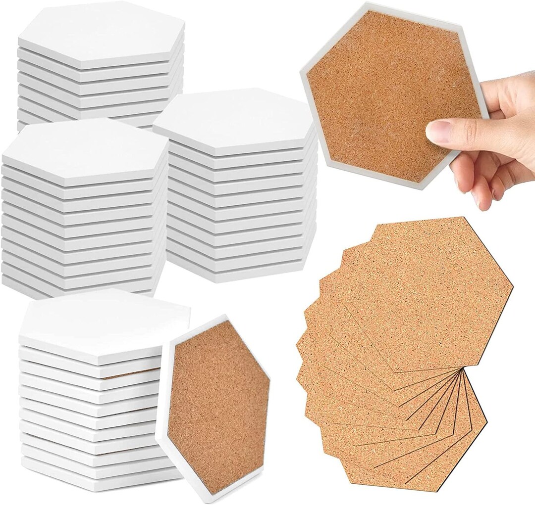 50 Pack Ceramic Tiles for Crafts Coasters Hexagon White Tiles Etsy