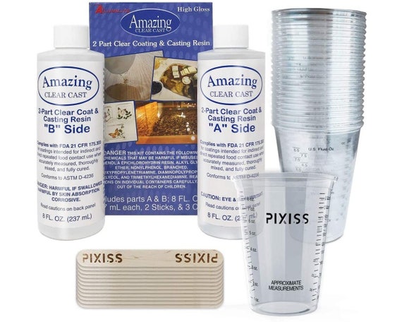 Pixiss Epoxy Resin Mixing Kit & Supplies with 15 Resin Tinting