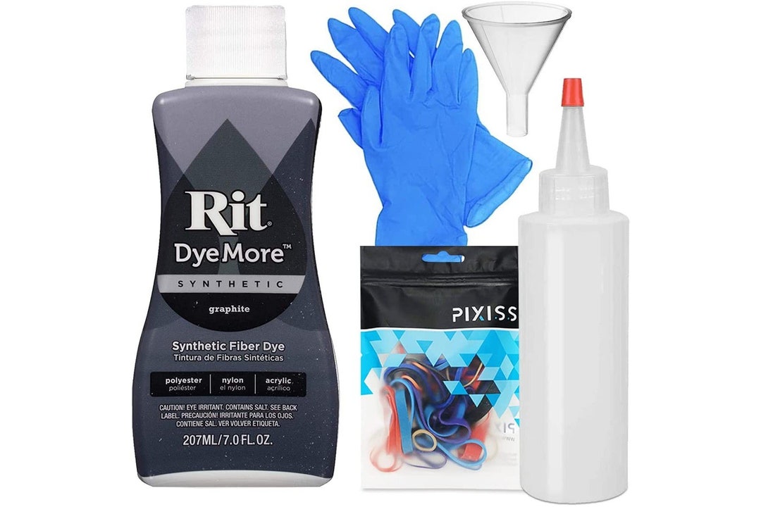 Rit Dye Liquid Synthetic Graphite All-purpose Dye 8oz, Pixiss Tie Dye  Accessories Bundle With Rubber Bands, Gloves, Funnel and Squeeze -   Hong Kong