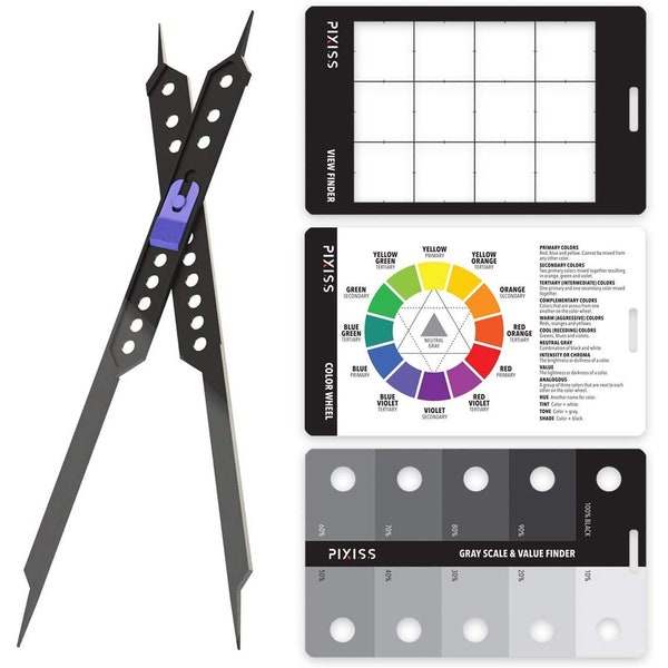 Proportional Divider Drawing Tool for Artists by Pixiss, Gray Scale Value Finder, Color Wheel and Artists View Catcher Finder