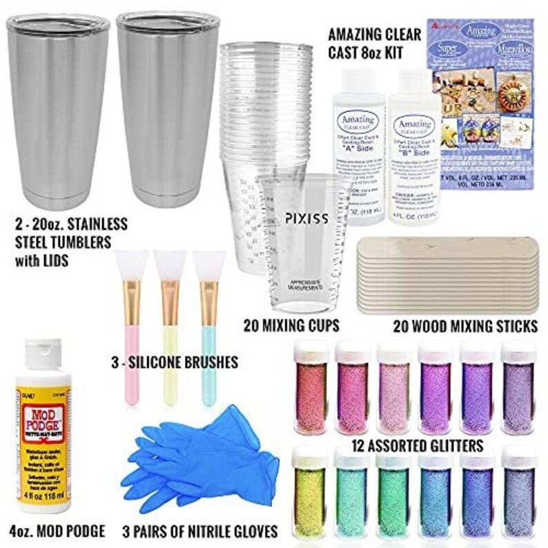 Epoxy Tumblers Kit with Glitter for Tumblers Includes Amazing Etsy