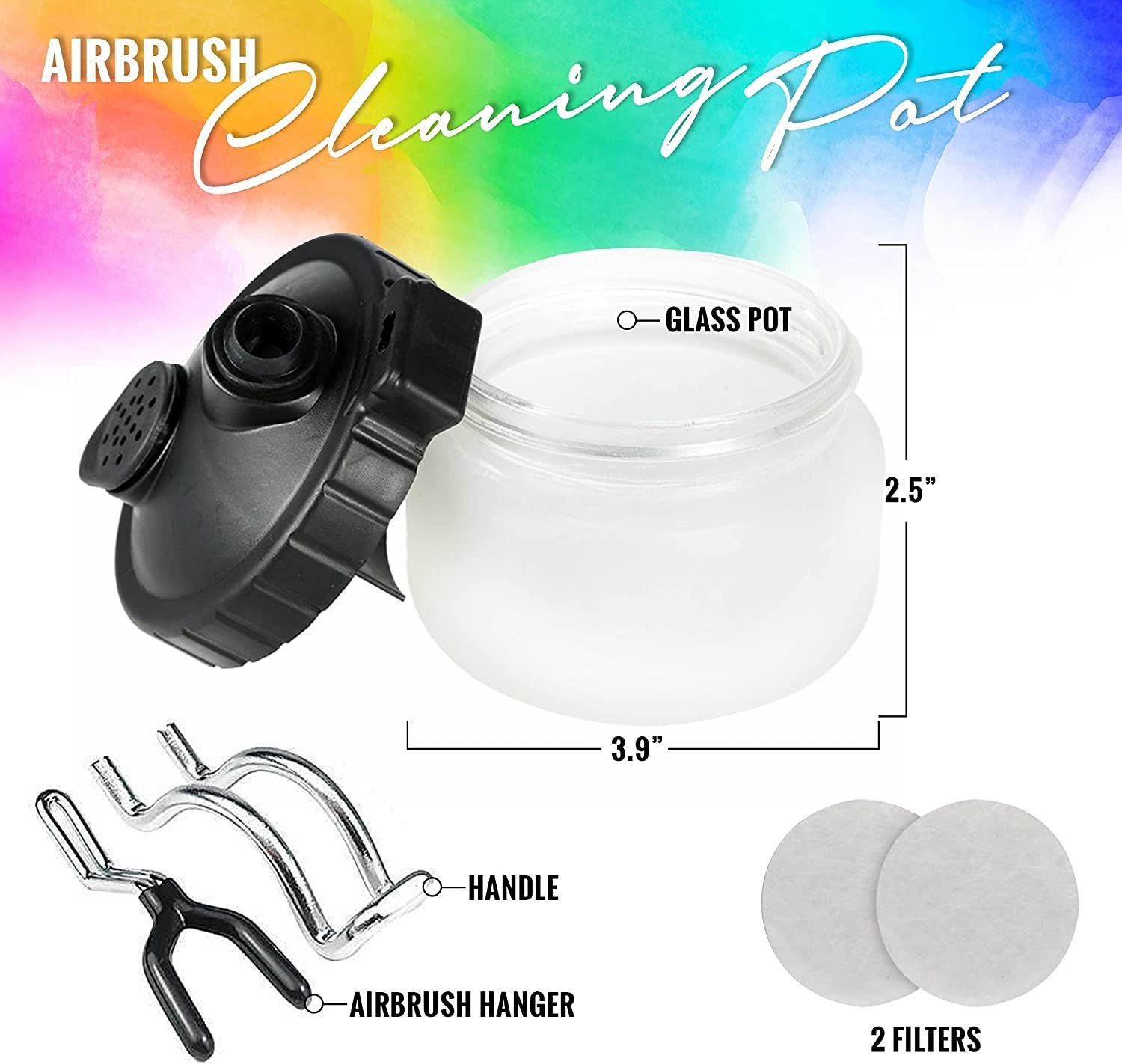 Airbrush Cleaning Kit,Airbrush Cleaner Tools, Glass Cleaning Pot Jar