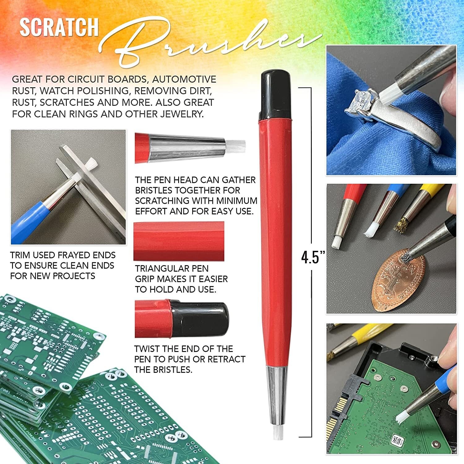 4-3/4 Extra-thin Fiberglass Scratch Brush Jewelry Cleaning Metal Polishing  Tool 