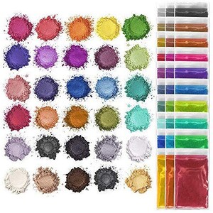 Pixiss Epoxy Resin Dye, Mica Powder, 30 Powdered Pigments Set, Soap Dye, Hand Soap Making Supplies, Eyeshadow and Lips Makeup Dye, Slime... image 1