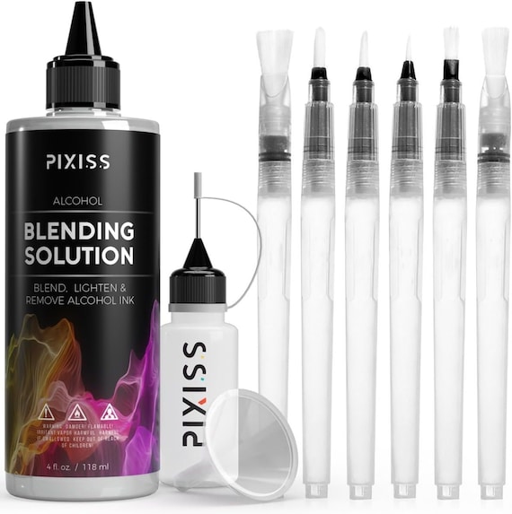 Alcohol Ink Blending Solution Pixiss Blending Solution 4-ounce, Alcohol Ink  Supplies 6 Pixiss Blending Brush Pens 