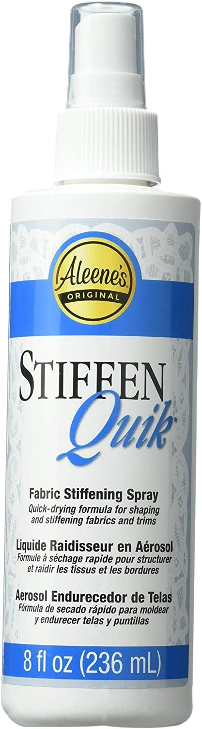 Stiffen Quick Fabric Stiffener - 8oz Stiffen Quik Fabric and Hat Stiffener,  Plus 25 Sewing Fabric Clips