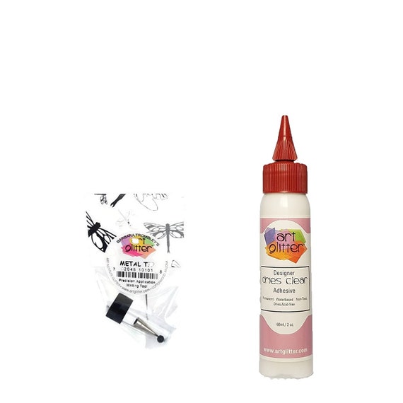 Art Glitter Glue Designer Dries Clear Adhesive 4 oz with Ultra Fine Metal Tip (Standard)