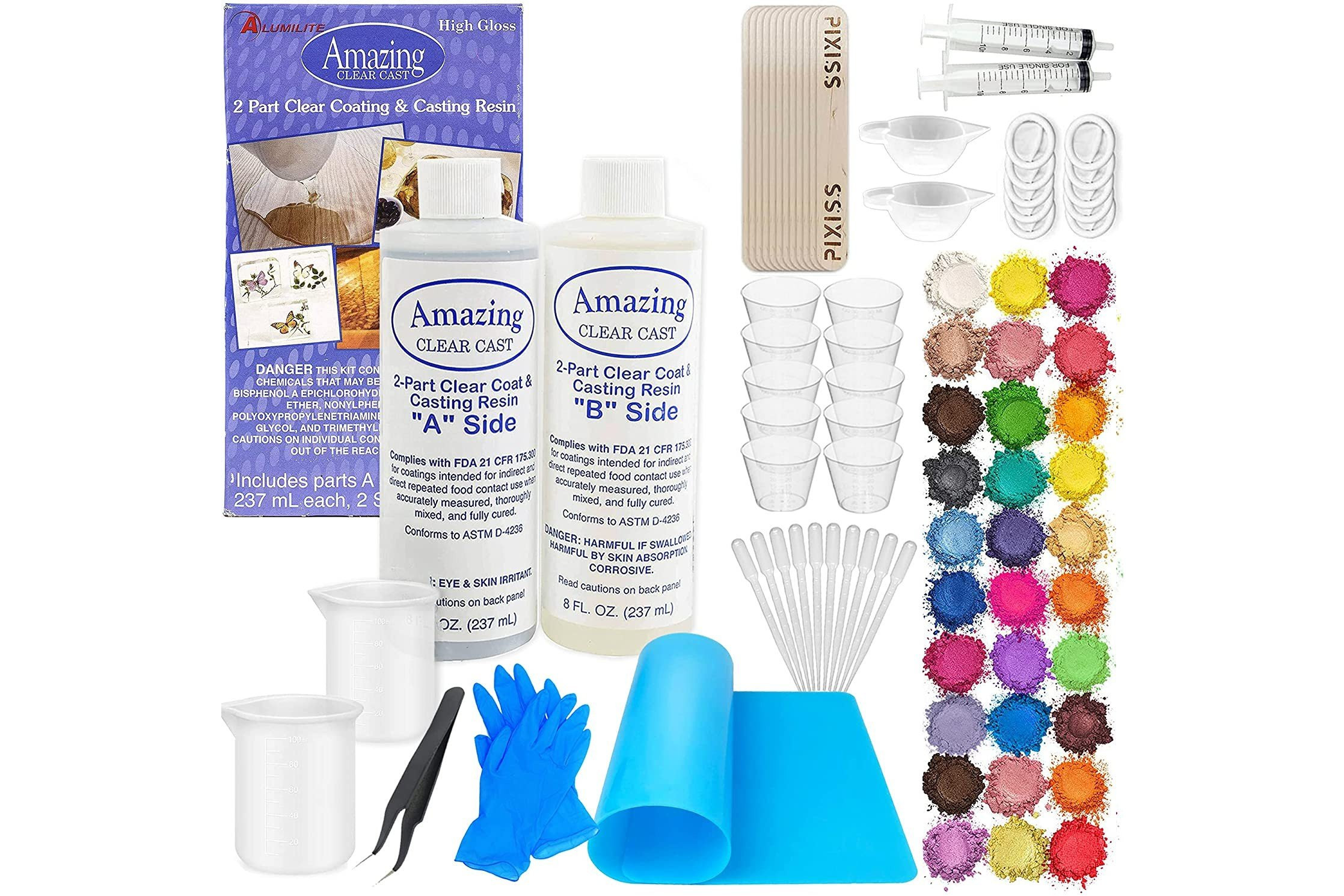 Alumilite Amazing Clear Cast Plus [8 oz A + 8 oz B (16 Ounces) 2 Part Kit]  UV Resistant Plastic Coating & Casting Epoxy Resin for Countertops, Cups