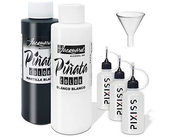 Jacquard Pinata Blanco and Mantilla Black Bundle - Black and White Colors (4-Ounce Bottles), 3 Pixiss 20ml Needle Tip Applicator and...