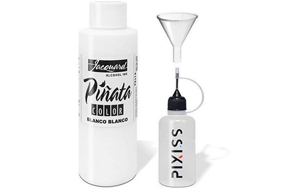 Pixiss White Alcohol Ink 4-Ounce, Pixiss (3) 20ml Needle Tip Applicator  Bottles and Funnel, Bundle for Yupo and Resin