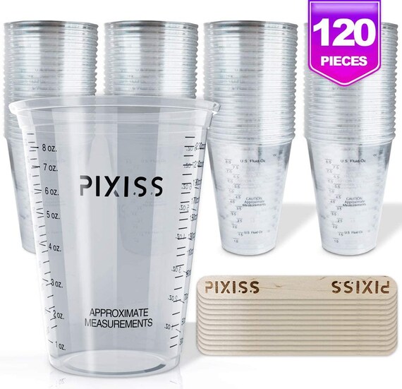 100 PACK Plastic Measuring Cups, 8 Oz Disposable Mixing Cups With